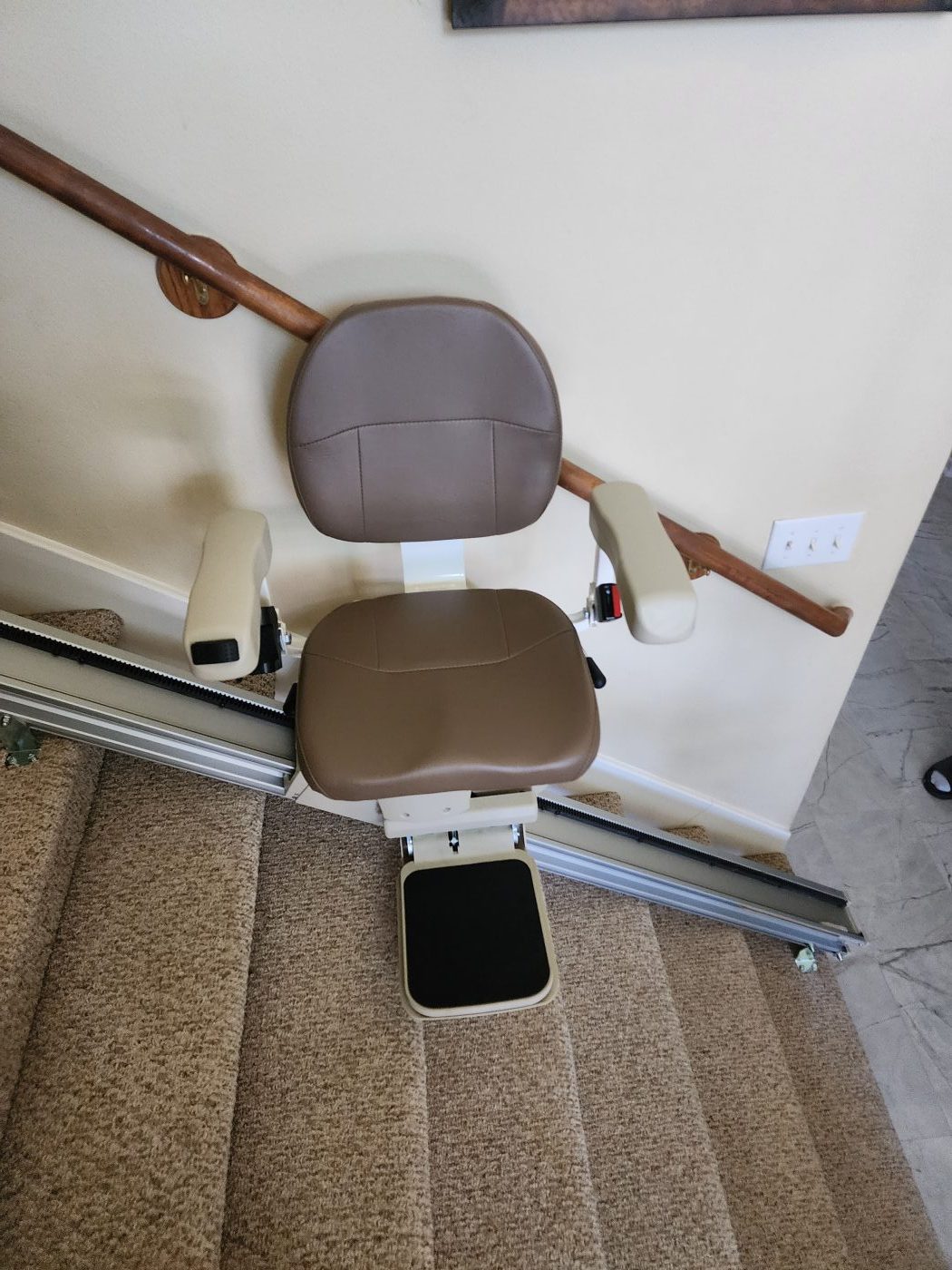 Aviator Stair Lift Burgundy with Folding Hinged Rail