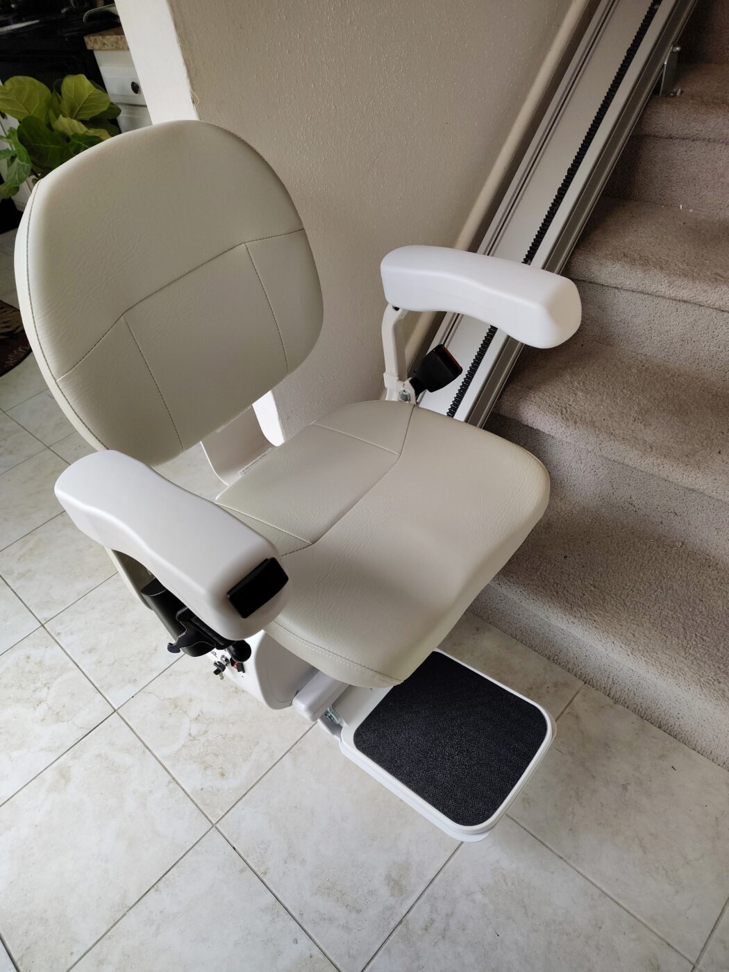 Aviator Stair Lift Burgundy with Folding Hinged Rail