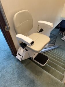 The Pilot Aviator E603 Outdoor Straight Stairlift with Beige Upholstery