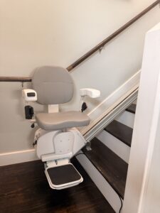 The Pilot Aviator E603 Outdoor Straight Stairlift with Silk Grey Upholstery