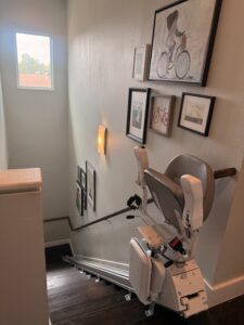 The Pilot Aviator E603 Outdoor Straight Stairlift with Silk Grey Upholstery